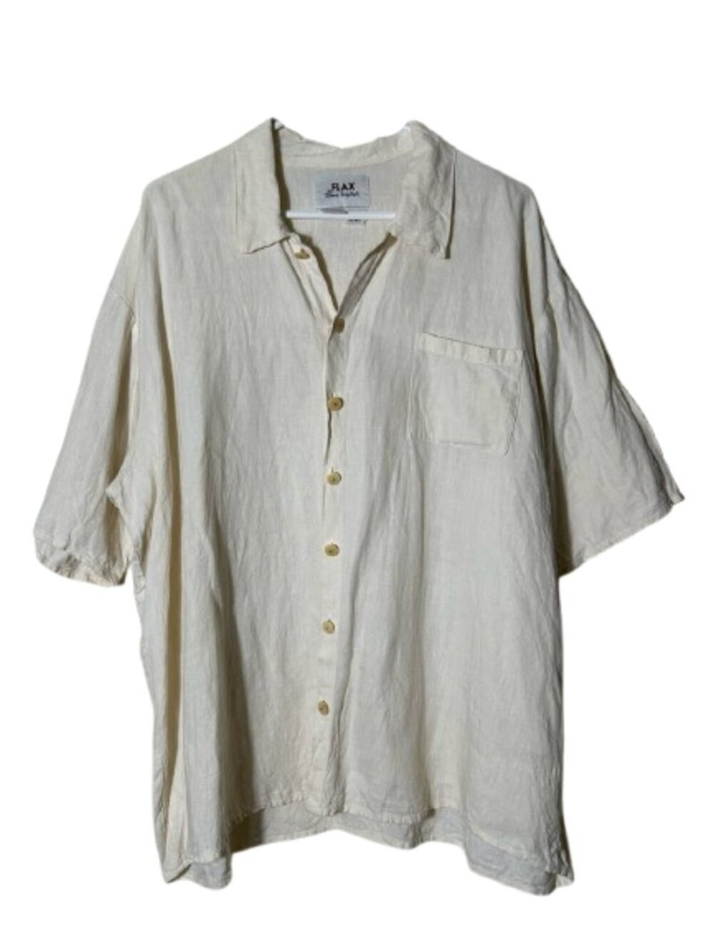 Flax by Jeanne Engelhart ivory 100% linen button up shirt unsex L